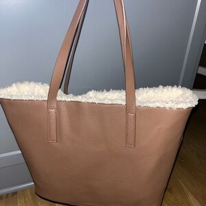 Reversible Brown and Cream Sherpa handbag